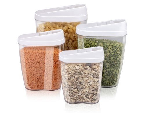 Alpina Vorratsbehälter 4 Stück, assortiert 1.25/0.85/0.6/0,5 Liter,  PS/PP CB