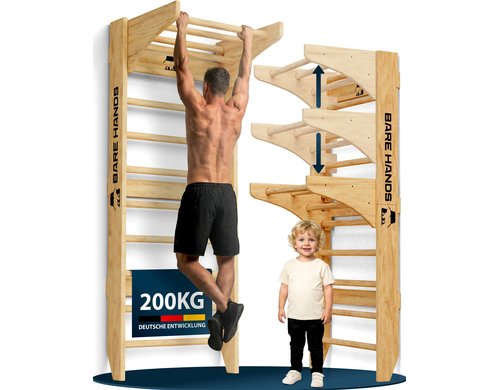 Bare Hands Sprossenwand Erwachsene Kinder Mit Klimmzugstange + Dipstange