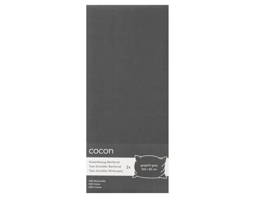 COCON Kissenbezug Renforcé 2 Stk., 100x65 cm, grau
