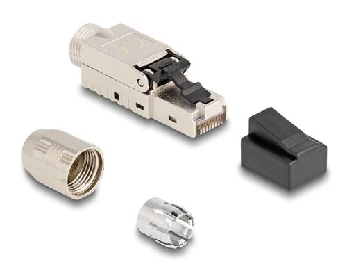 Delock RJ45 Stecker Feldkonfektionierbar Cat. 6A, Staubschutz, werkzeugfrei