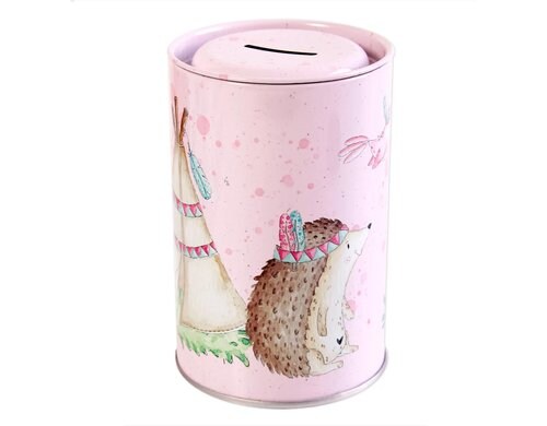 Grätz Spardose Kleine Abendteurerin Metall, 12.5x8.5 cm (HxD), Deckel aufmachen