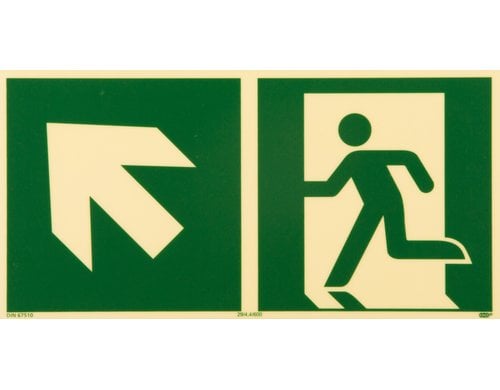 P.R.O. Rettungsweg links aufwärts Piktogramm 150x300 mm