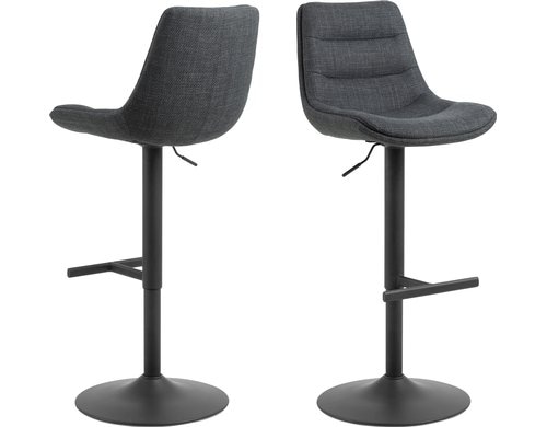 AC Design Barstuhl Adisa 2 Stück Stahl/Textil, 2 Stück, Dunkelgrau