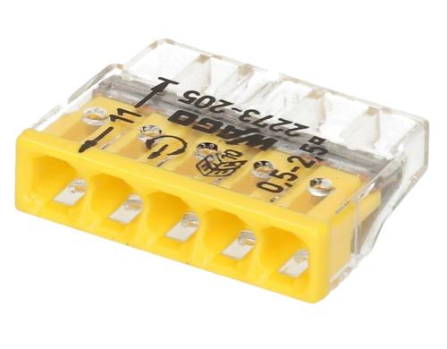 Wago Steckklemme Contact COMPACT 5-fach 5L 0.5-2.5mm2 24A, gelb, 6 Stück
