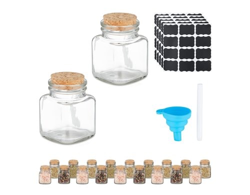 relaxdays Gewürzgläser 20 Stück , Glas/Kork