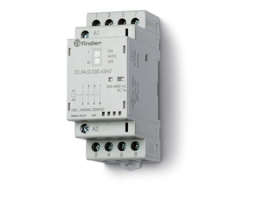 Finder Installationsschütz 25A 24V 4 Schliesser, Auto-On-Off