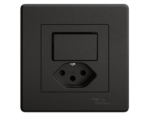 Feller EDIZIOliv Komb 1xT13-1xS3, UP, sz Komplettset mit Steckklemmen Snapfix