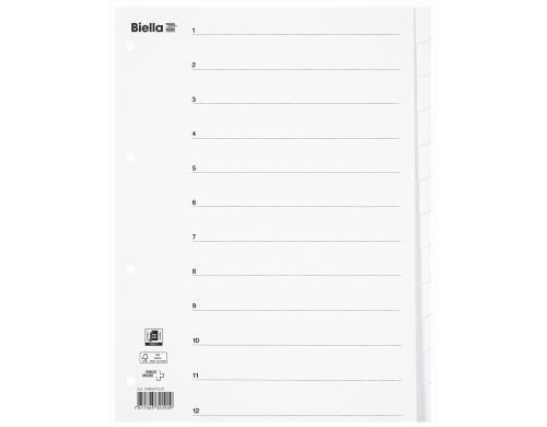 Biella Register Karton A4 12-teilig weiss mit Indexblatt