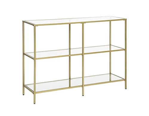 Vasagle Konsolentisch Gold, Metall, Glas 100x30x73 cm (LxBxH),Traglast pro Ebene10kg