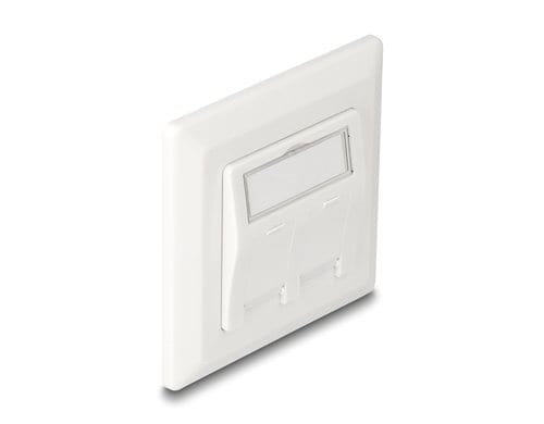 Delock Keystone Anschlussdose 2 Port Reinweiss RAL 9010, Staubschutz, DE Norm