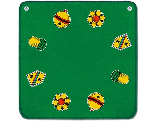 Jassteppich grün mit deutschen Motiven