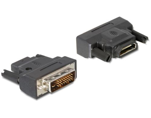 Adapter DVI-D Stecker auf HDMI Buchse Duallink 24+1, schwarz, vergoldet, mit LED