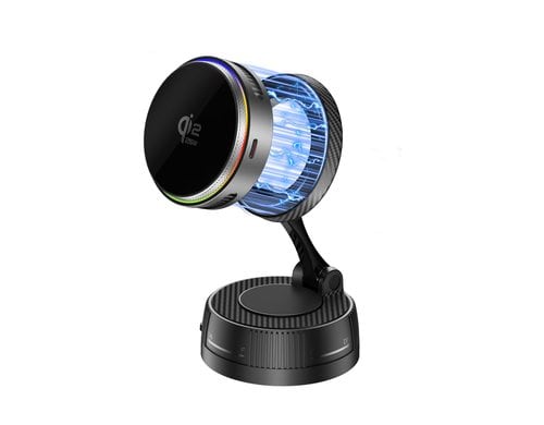 4smarts Qi2 25W MagSafe Ladegerät Kühlung, RGB, 360° Halterung, Spacegrau