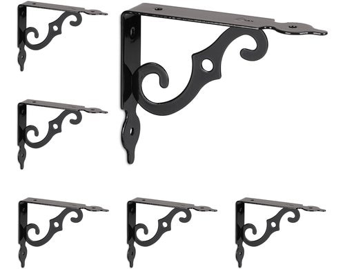 relaxdays Regalträger Antik 6er Set Schwarz, Stahl