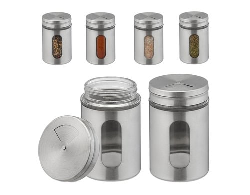 relaxdays Gewürzstreuer XL 6 Stück Silber