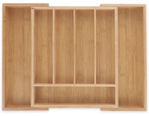 relaxdays Besteckkasten Bambus ausziehbar, Braun