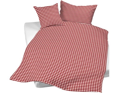 Night Fashion Kissenbezug Karolin rot/weiss, 65x100 cm, Seersucker
