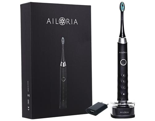 Ailoria Schallzahnbürste Shine Bright schw schwarz/silber, USB Power Plug