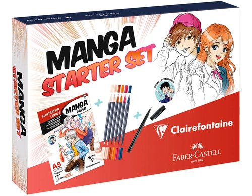 Clairefontaine x FaberCast Starterset Manga 6 FC Marker, 1 PittArtist Pen, 1 Block A5