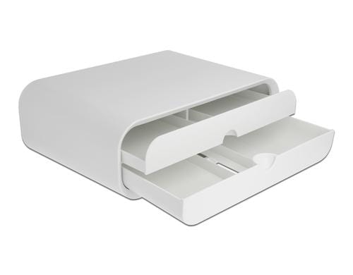 Delock Monitorständer mit 2 Schubladen 325 x 230 x 120mm, weiss
