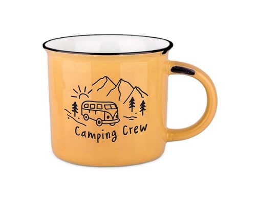 Grafik Werkstatt Becher Vintage Bergglück Camping Crew
