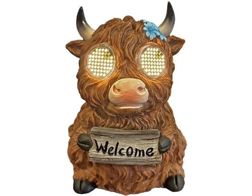 Dameco LED Solar Figur Hochlandrind Welcome inkl. LED warmweiss, Moving-Eyes