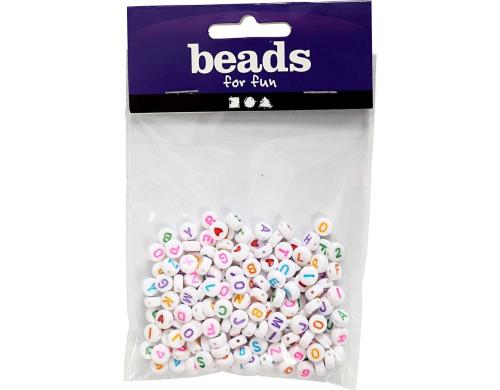 Creativ Company Buchstabenperlen farbig, 7 mm, L-Grösse: 1.2 mm, 200 Stück