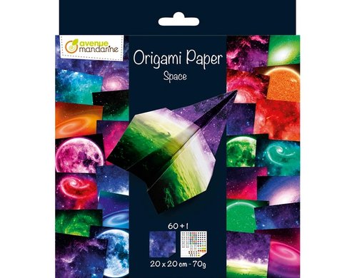 Avenue Mandarine Papier Origami Space 70g/m2, 60 Blatt, 20 x 20 cm, assortiert