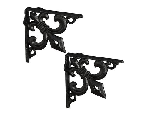 relaxdays Regalwinkel Antik 2er Set Schwarz, Gusseisen