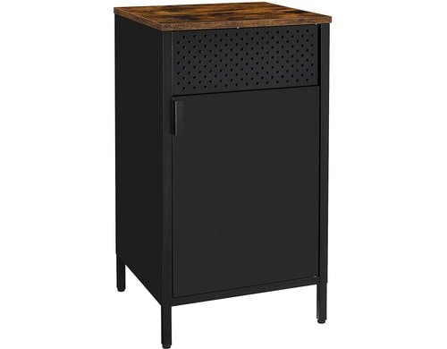 Songmics Kommode, Schwarz-Braun 42.5x40x76 cm (LxBxH), Holz, Stahl