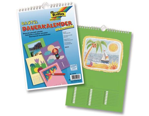 Folia Dauerkalender A4 farbig Grösse 21x29.7cm, farbig, Druck schwarz