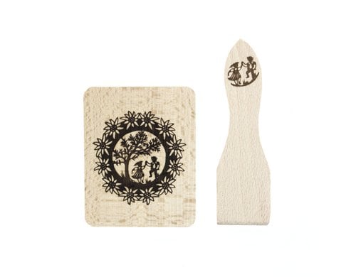 Trendform Raclette Untersetzer SWISS TRAD. Buchenholz, 4 Schaber/4 Untersetzer