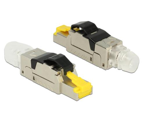 Delock Feldkonfektionierbarer RJ45 Stecker KAT8.1, geschirmt, toolless, Metal