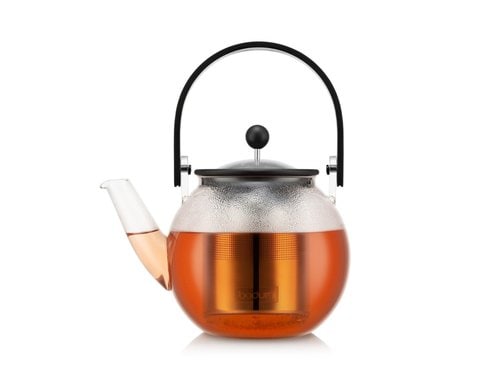 Bodum Assam Teebereiter Glas, schwarz, m. Edelstahlfilter, 1.0L