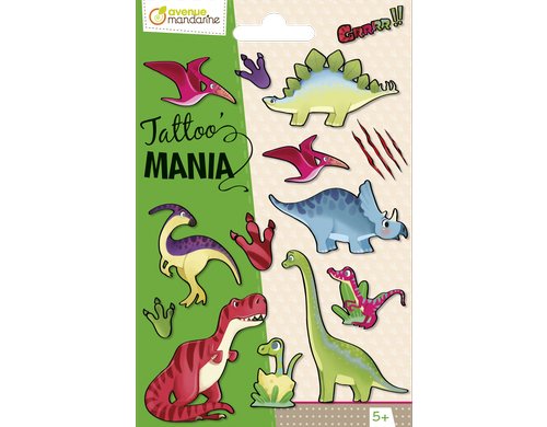 Avenue Mandarine Tattoo Mania Dino 1 Bogen mit 10 Tattoos