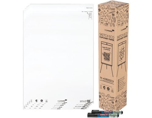 Legamaster SKETCH ECO Flipchart FSC Papier Recycling, blanko, 5x20 Blatt, inkl. Marker