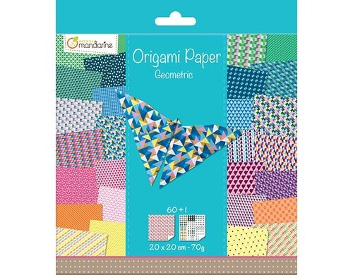 Avenue Mandarine Papier Origami Geometric 70g/m2, 60 Blatt, 20 x 20 cm, assortiert