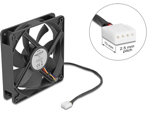 Delock Gehäuselüfter 120xx120x25mm, 24V Axiallüfter, schwarz, 24V DC