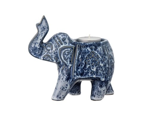 Bloomingville Oliphant Teelichthalter Blue L15xH8xB14.5 cm, Steingut
