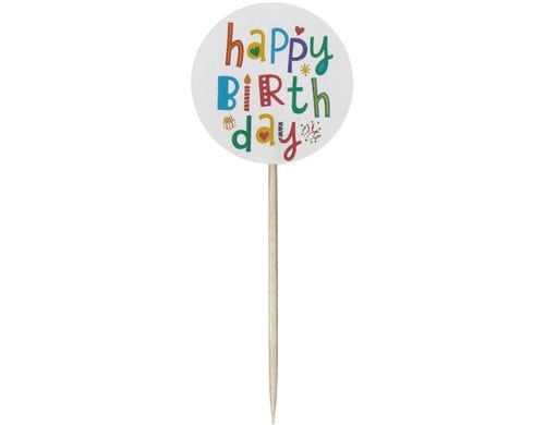 Demmler Deko Picker Happy Birthday 12 Stk, 35x85mm