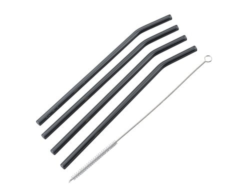 Fackelmann Glas Trinkhalme Set 4 Stk. Halme + 1 Bürste, D8x235mm