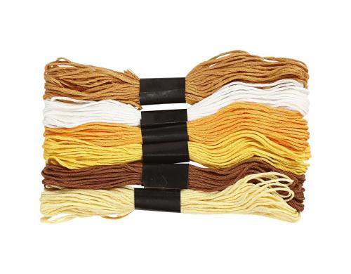 Creativ Company Stickgarn Baumwolle gold 6 Bündel à 8 m, Stärke 1 mm