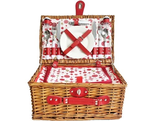 Dameco Picknickkorb für 2 Personen Weide, Stoff, 28x40x19 cm