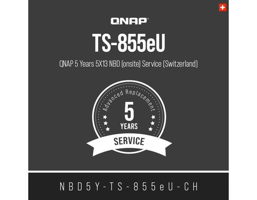 QNAP 5 Jahre 5X13 NBD (onsite) Service (CH) NBD5Y-TS-855eU-CH, Electronic copy