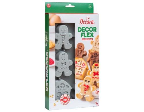 Decora Silikonform Lebkuchenfamilie : 30 x 17 x H 3 cm 6 Mulden von cm ø 7