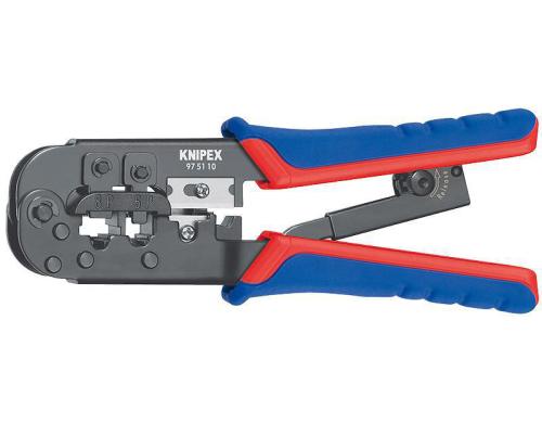Knipex Crimpzange für Westernstecker 190 mm brüniert Mehrkomponenten-Hüllen