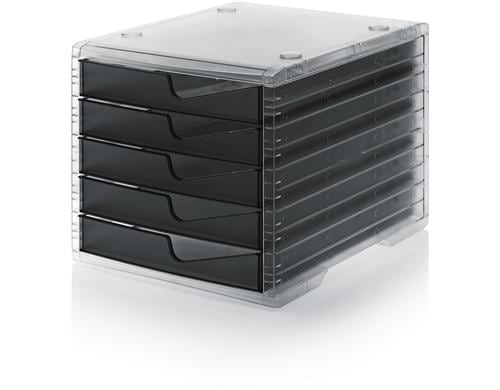 Styro Schubladenbox styroswingbox light transparent, 5 Schubladen anthrazit transl.