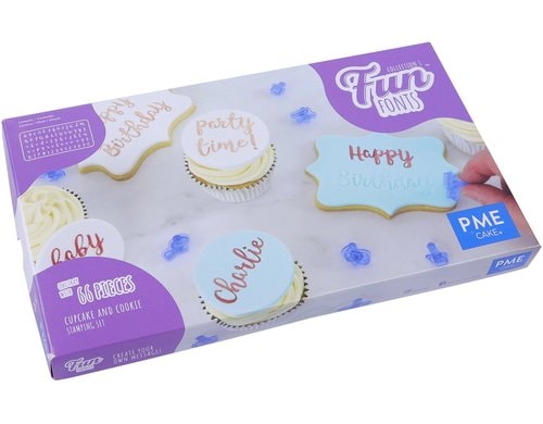 PME Buchstaben Prägeset Cupcake und Cookies aus Plastik