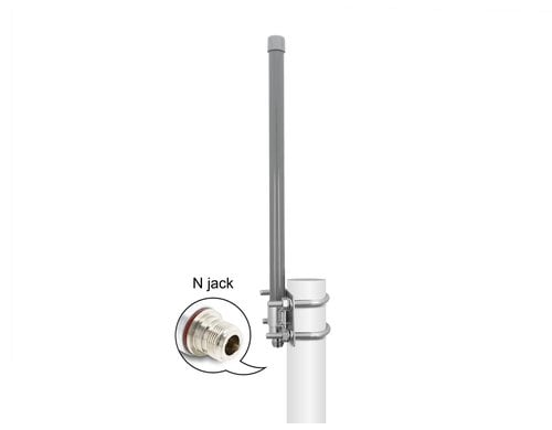 Delock 433 MHz Antenne N Bu 2 dBi omni, Outdoor, starr, grau
