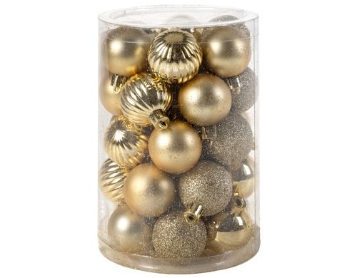 COCON, Weihnachtskugel 34 Stück, Gold Kunststoff, D: 4cm